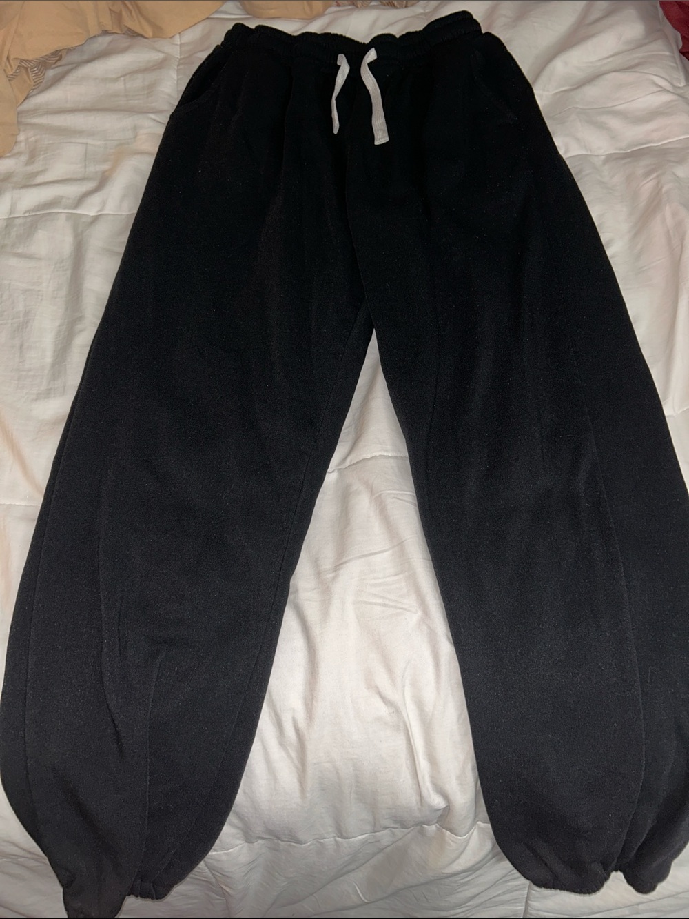 Black Drawstring Fleece Sweatpants